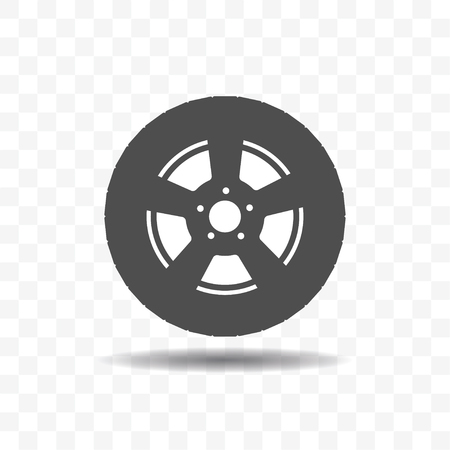Black silhouette tire icon design concept isolated on transparent background. Modern simple flat sign.のイラスト素材