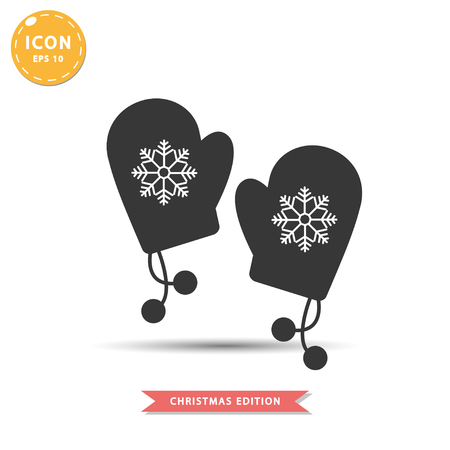Winter gloves icon simple silhouette christmas edition flat style vector illustration on white background.のイラスト素材