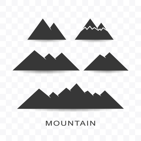 Set of mountain icon simple silhouette flat style vector illustration on transparent background.のイラスト素材
