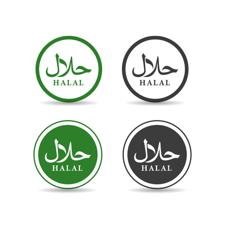 Set of halal certified food logo design on white background.のイラスト素材
