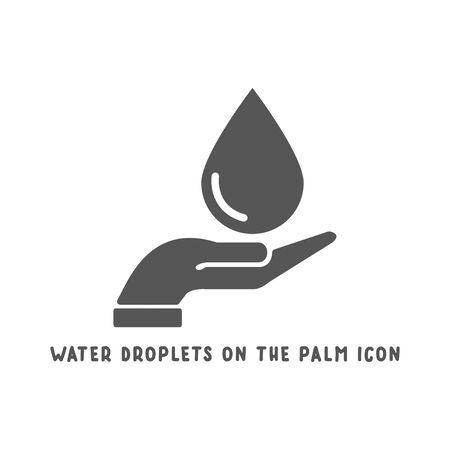 Water droplet on the palm hand icon simple silhouette flat style vector illustration on white background.のイラスト素材