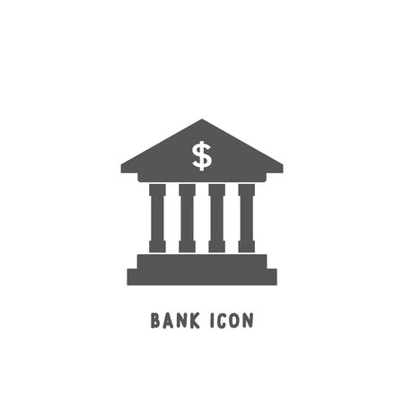 Bank icon simple silhouette flat style vector illustration on white background.のイラスト素材