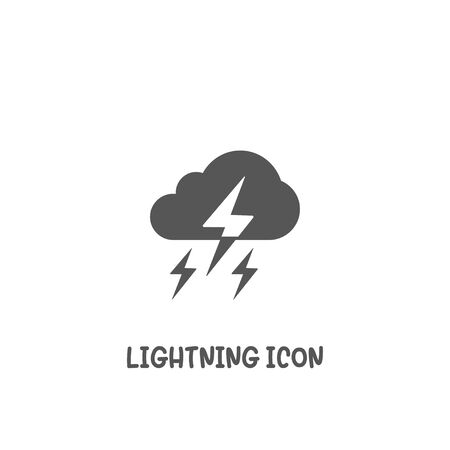 Lightning icon simple silhouette flat style vector illustration on white background.のイラスト素材