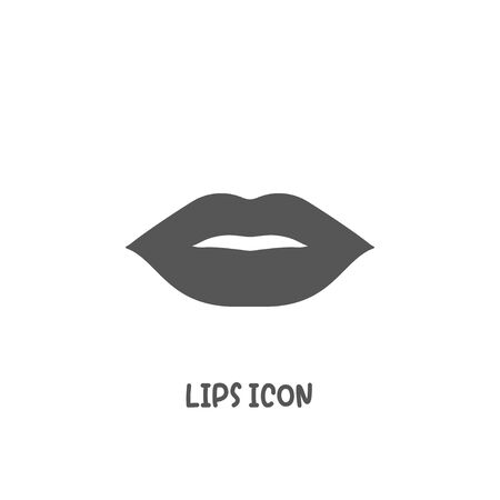 Lips icon simple silhouette flat style vector illustration on white background.のイラスト素材