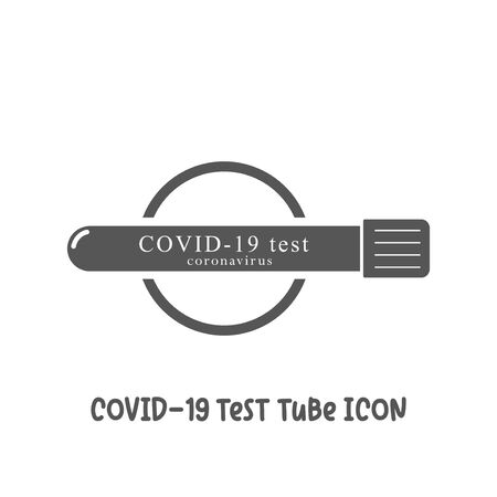COVID-19 test tube blood testing for diagnosis new Coronavirus infection Pandemic infectious concept icon vector illustration on white background.のイラスト素材