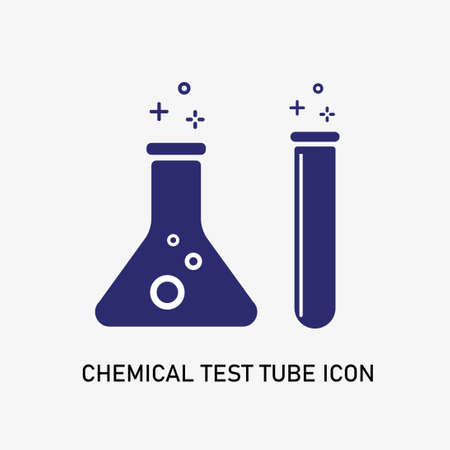 Chemical test tube icon set with bubble inside on white background.のイラスト素材