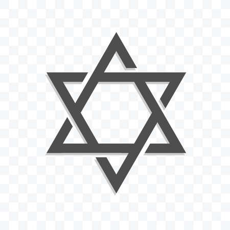 Star of david symbol icon vector illustration isolated sign symbol - black and white style in transparent background.のイラスト素材