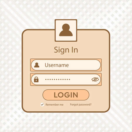 Simple light brown form login user interface vector website design.のイラスト素材
