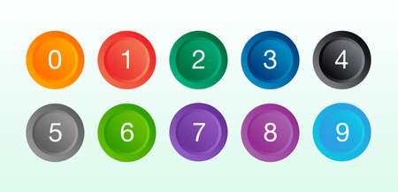 Colorful number set in round shape vector illustration on light blue background.のイラスト素材
