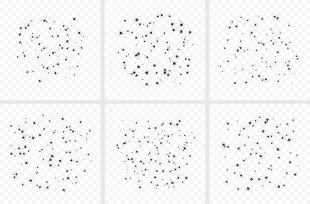 Set of glare star sparkling perfect Black pictogram illustration on transparent background.のイラスト素材