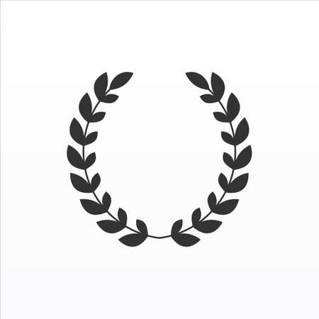 Gold laurel wreath flat icon isolated vector illustration on dark brown background.のイラスト素材