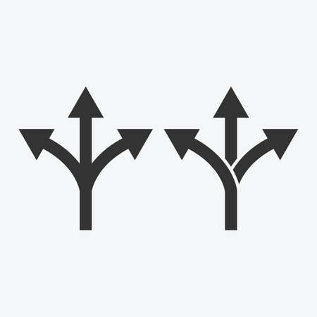 Arrow three way direction isolated flat design vector illustration on white background.のイラスト素材