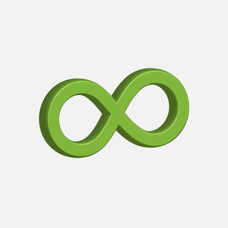 Green color 3D infinity icon isolated flat design vector illustration on white background.のイラスト素材