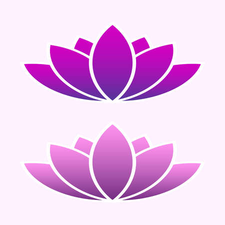 Color lotus icon isolated flat design vector illustration on white background.のイラスト素材