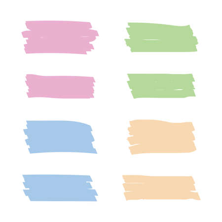 Marker color highlight stripe pen shape set vector illustration on white background.のイラスト素材