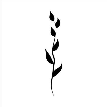 Leafy plant with decorative art isolated vector illustration on white background.のイラスト素材