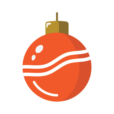 Christmas hanging red ball hand drawn doodle element vector illustration on white background.のイラスト素材