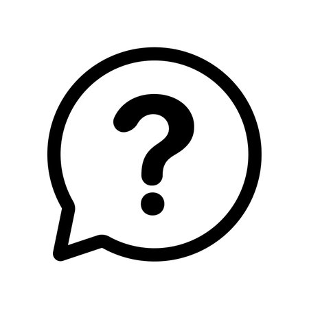 Question mark Icon in outline speech bubble isolated flat design vector illustration on white background.のイラスト素材