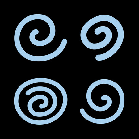 Set of swirl spiral lines icon flat design vector illustration on white background.のイラスト素材