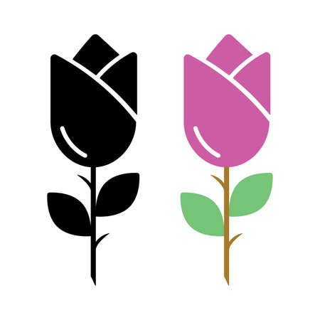 Rose flowers set icon flat design isolated vector illustration on white background.のイラスト素材