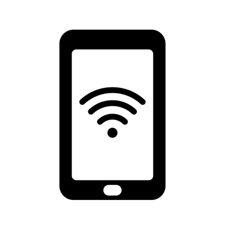 Wifi symbol in smartphone screen, connect to wireless internet icon isolated vector illustration on white background.のイラスト素材