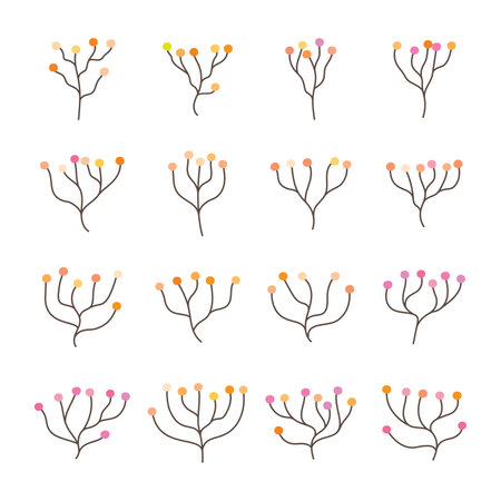 Floral botanical element art decoration, branches, petal, flower isolated vector illustration on white background.のイラスト素材