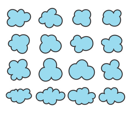 Set of clouds doodle art decoration vector illustration on white background.のイラスト素材