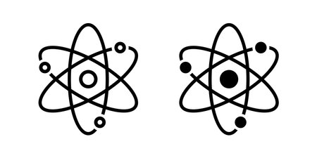Atom or proton nucleus, science technology, molecular sign symbol isolated vector illustration on white background.のイラスト素材