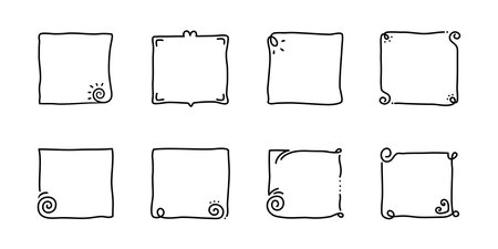 Decorative border outline frames element art decoration isolated vector illustration on white background.のイラスト素材