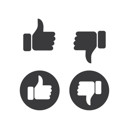 Thumb up and thumb down flat icon isolated vector illustration on white background.のイラスト素材