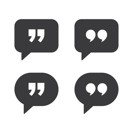 Quote mark in speech bubble icon set isolated vector illustration on white background.