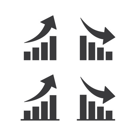 Set of graph going up and down icon in trendy flat style isolated vector illustration on white background.のイラスト素材