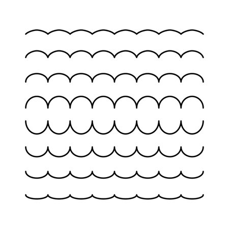Collection of wavy lines set isolated vector illustration on white background.のイラスト素材