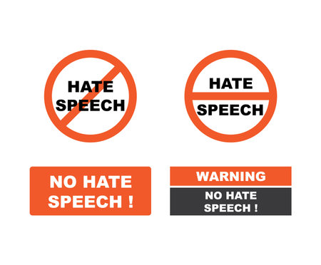 Stop icon social negative word. No hate speech sign isolated vector illustration on white background.のイラスト素材