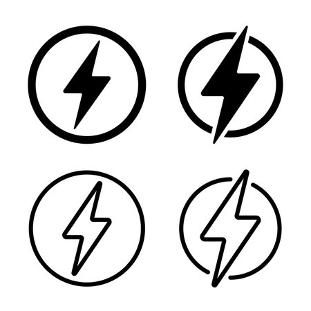 Electricity power symbol or icon vector design template, high voltage electric shock danger sign illustration on white background.のイラスト素材