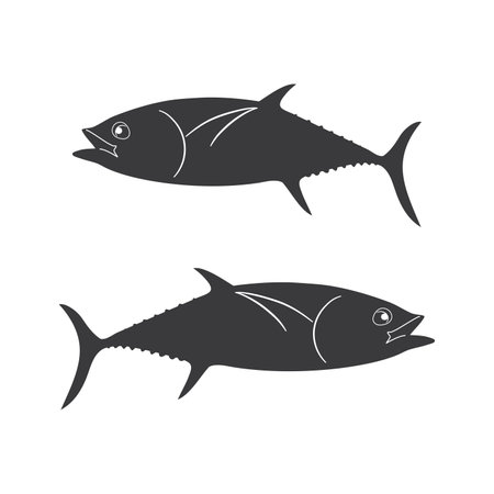 Fish icon, seafood or farm water animal isolated flat design vector illustration on white background.のイラスト素材