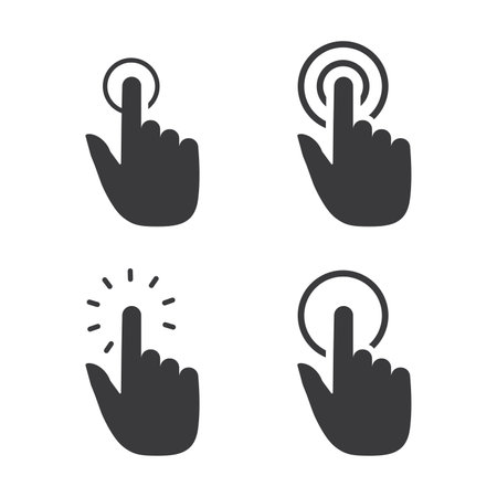 Pointer or click icon set isolated flat design vector illustration on white background.のイラスト素材