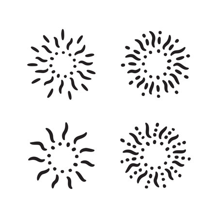 The sun burst dashed line aesthetic abstract element art decoration vector illustration on white background.のイラスト素材