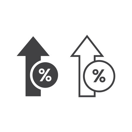 Increase rate simple black line icon isolated vector illustration on white background.のイラスト素材