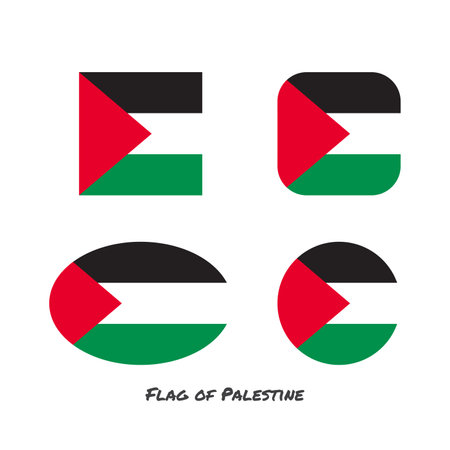 Flag of palestine set vector illustration on white background.のイラスト素材
