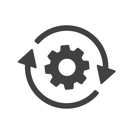 Rotation gears icon isolated vector illustration on white background.のイラスト素材