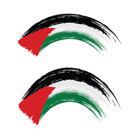 Flag of palestine brush paint style vector illustration on white background.のイラスト素材