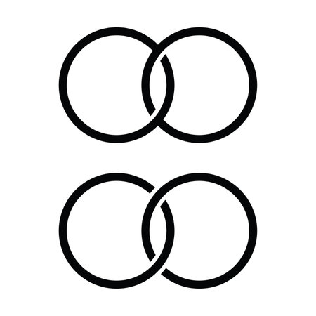 Interlocking or wedding ring icon isolated vector illustration on white background.のイラスト素材