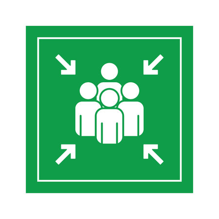 Emergency evacuation assembly point sign vector illustration on white background.のイラスト素材