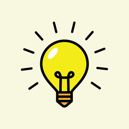 Lamp, idea vector icon. Light bulb with rays shine. Energy and idea symbol. Vector illustration.のイラスト素材