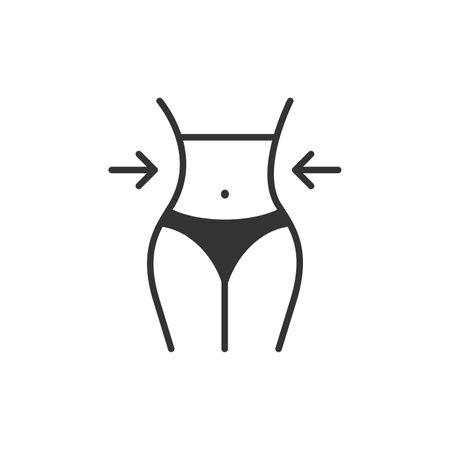 Slim woman body or weight loss icon isolated vector illustration on white background.のイラスト素材