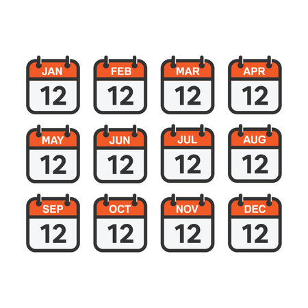 Calendar months icon set isolated vector illustration on white background.のイラスト素材