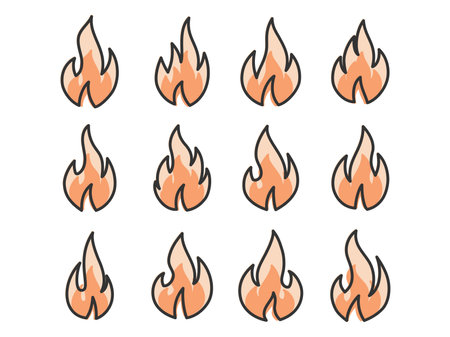 Fire flame isolated vector illustration on white background.のイラスト素材