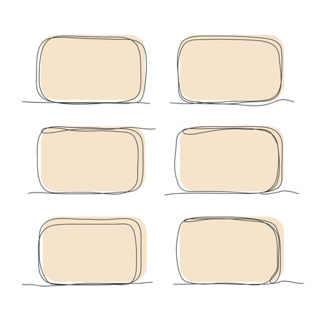 A set of outlines rectangular frames with rounded edges and background hand drawn isolated vector illustration on white background.のイラスト素材