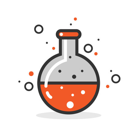 Red chemical test tube icon in trendy flat design isolated vector illustration on white background.のイラスト素材